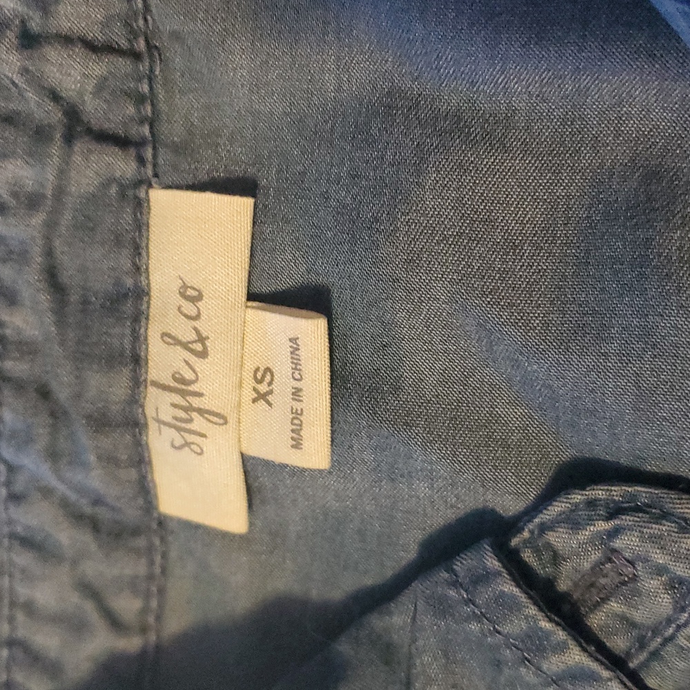 Chambray Denim Button Down Drawstring Dress - image 8